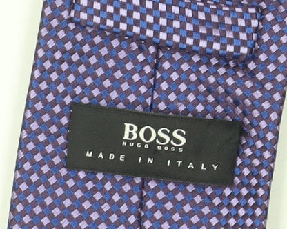 Hugo Boss Men's Purple Geometric Slim Silk Tie