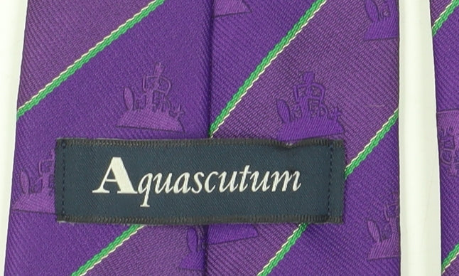 Mens Aquascutum Purple Striped 100% Polyester  Tie