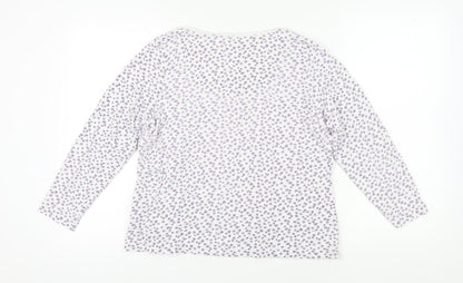 Marks and Spencer Women's White Floral T-Shirt UK 16