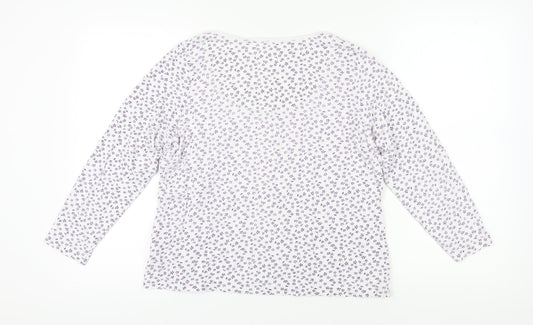 Marks and Spencer Women's White Floral T-Shirt UK 16