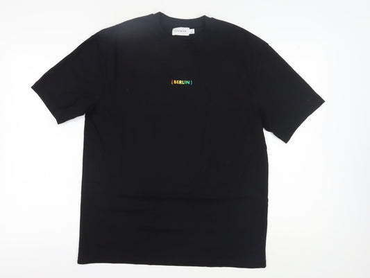 Topman Men's Black Berlin Print T-Shirt, Size S