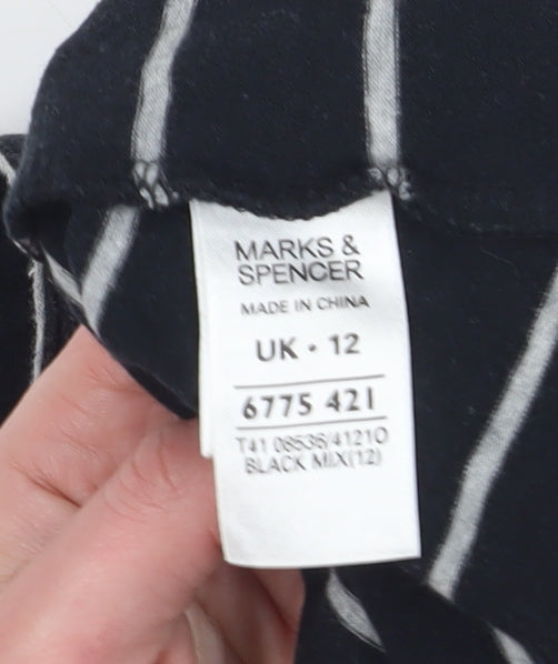 Womens UK Size 12 Marks and Spencer Black Basic Button-Up