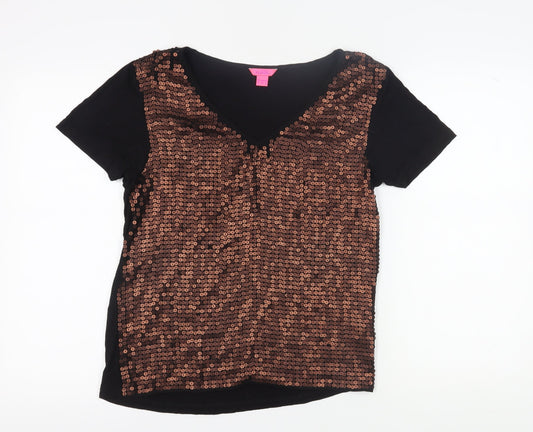 Womens UK Size 10 Monsoon Black Basic T-Shirt