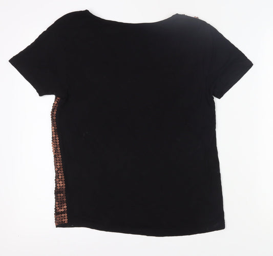 Womens UK Size 10 Monsoon Black Basic T-Shirt