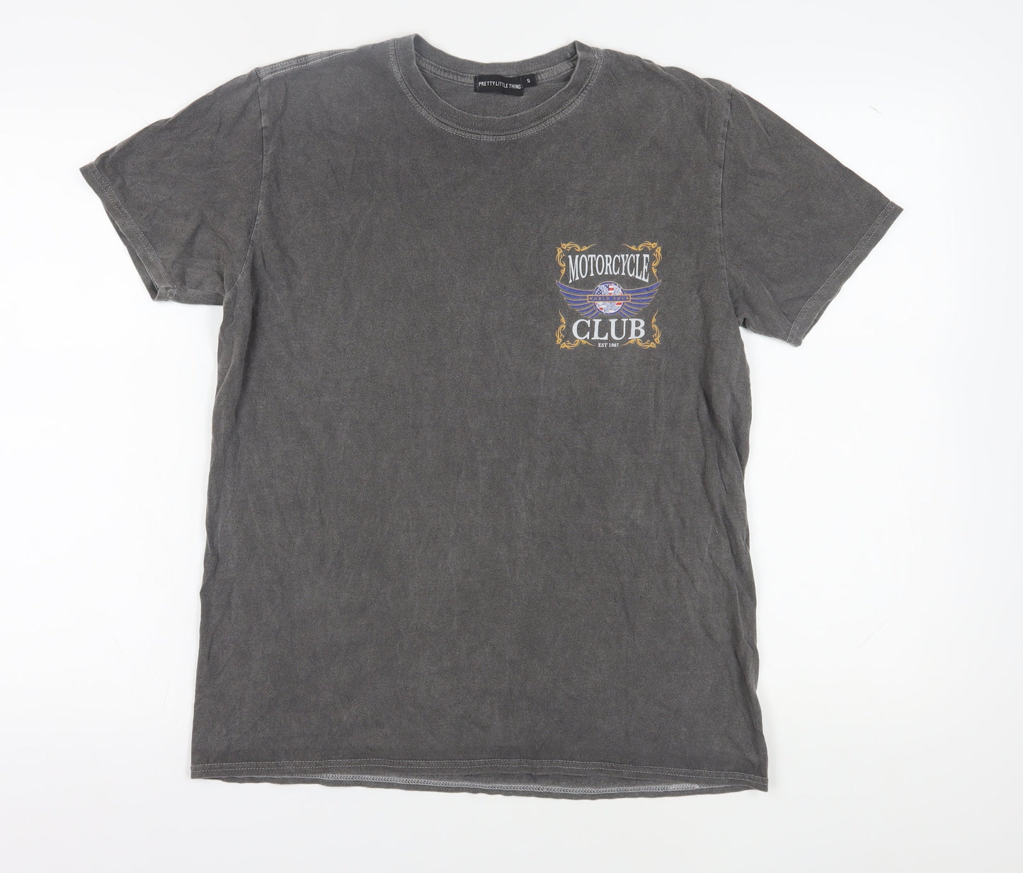 Womens UK Size S PRETTYLITTLETHING Grey Basic T-Shirt