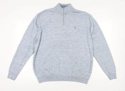 Next Men's XL Blue 1/2 Zip Pullover Jumper