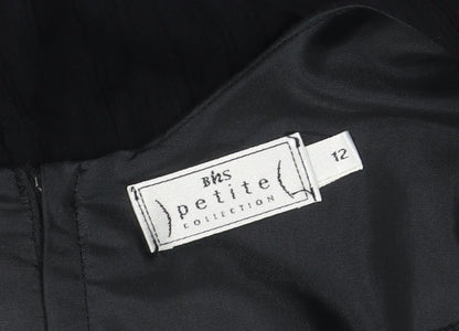 BHS Petite Black Shift Dress, Women, Size 12, Long, Viscose