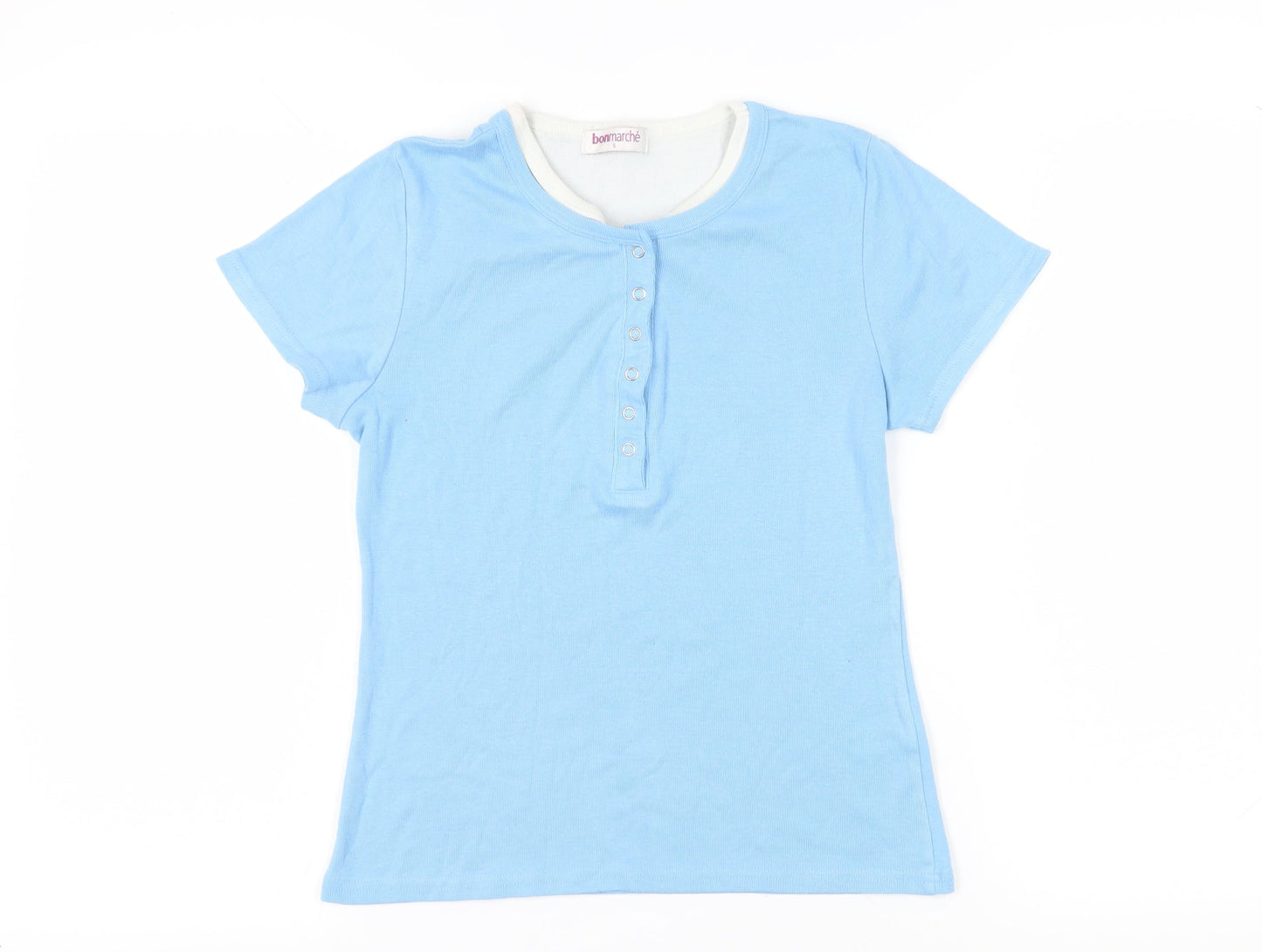 Womens UK Size S Bonmarché Blue Basic T-Shirt