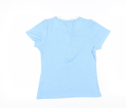 Womens UK Size S Bonmarché Blue Basic T-Shirt