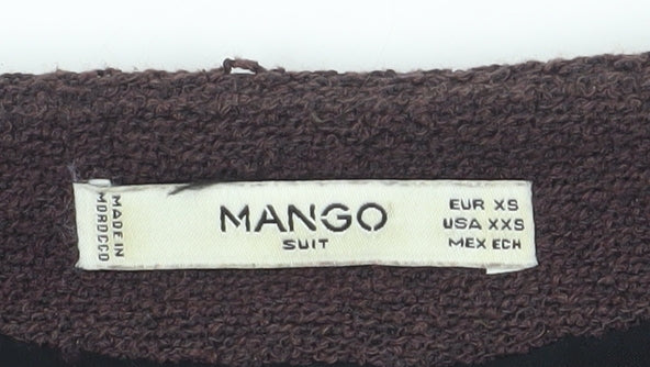 Mango Women's Brown Bouclé Blazer XS Short Lined