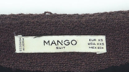 Mango Women's Brown Bouclé Blazer XS Short Lined