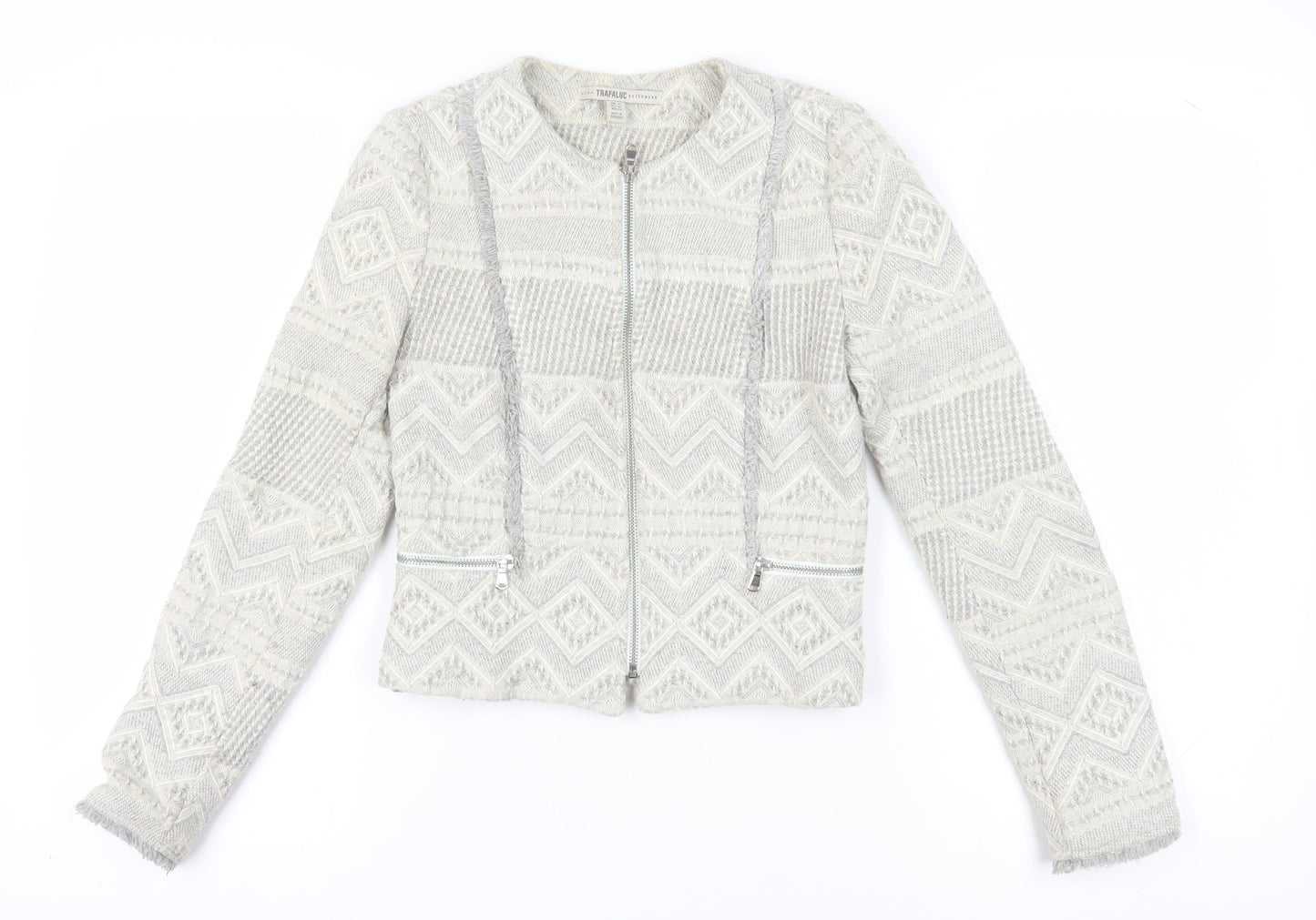 Zara Women’s Grey Geometric Woven Blazer XS