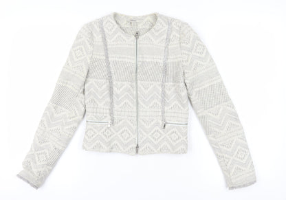 Zara Women’s Grey Geometric Woven Blazer XS