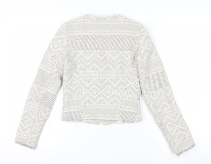 Zara Women’s Grey Geometric Woven Blazer XS