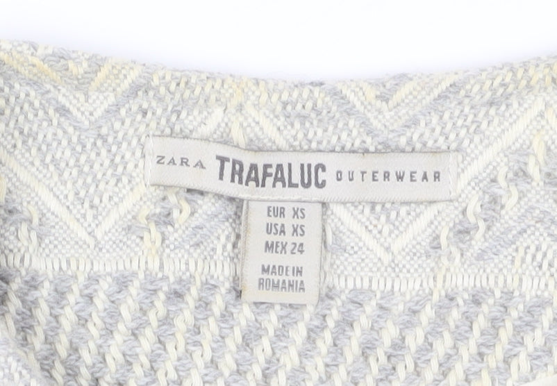 Zara Women’s Grey Geometric Woven Blazer XS