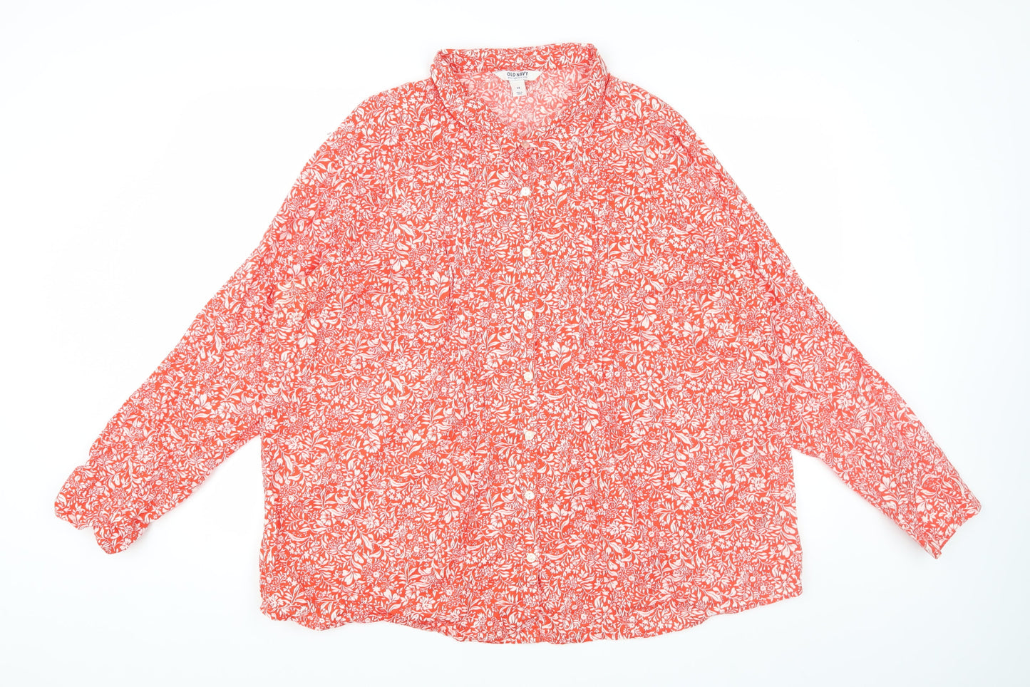 Womens UK Size 2XL Old Navy Red Tunic Button-Up