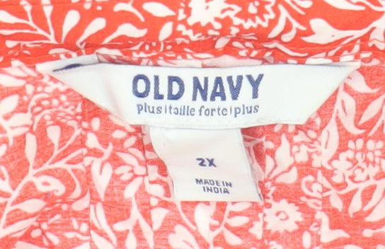 Womens UK Size 2XL Old Navy Red Tunic Button-Up