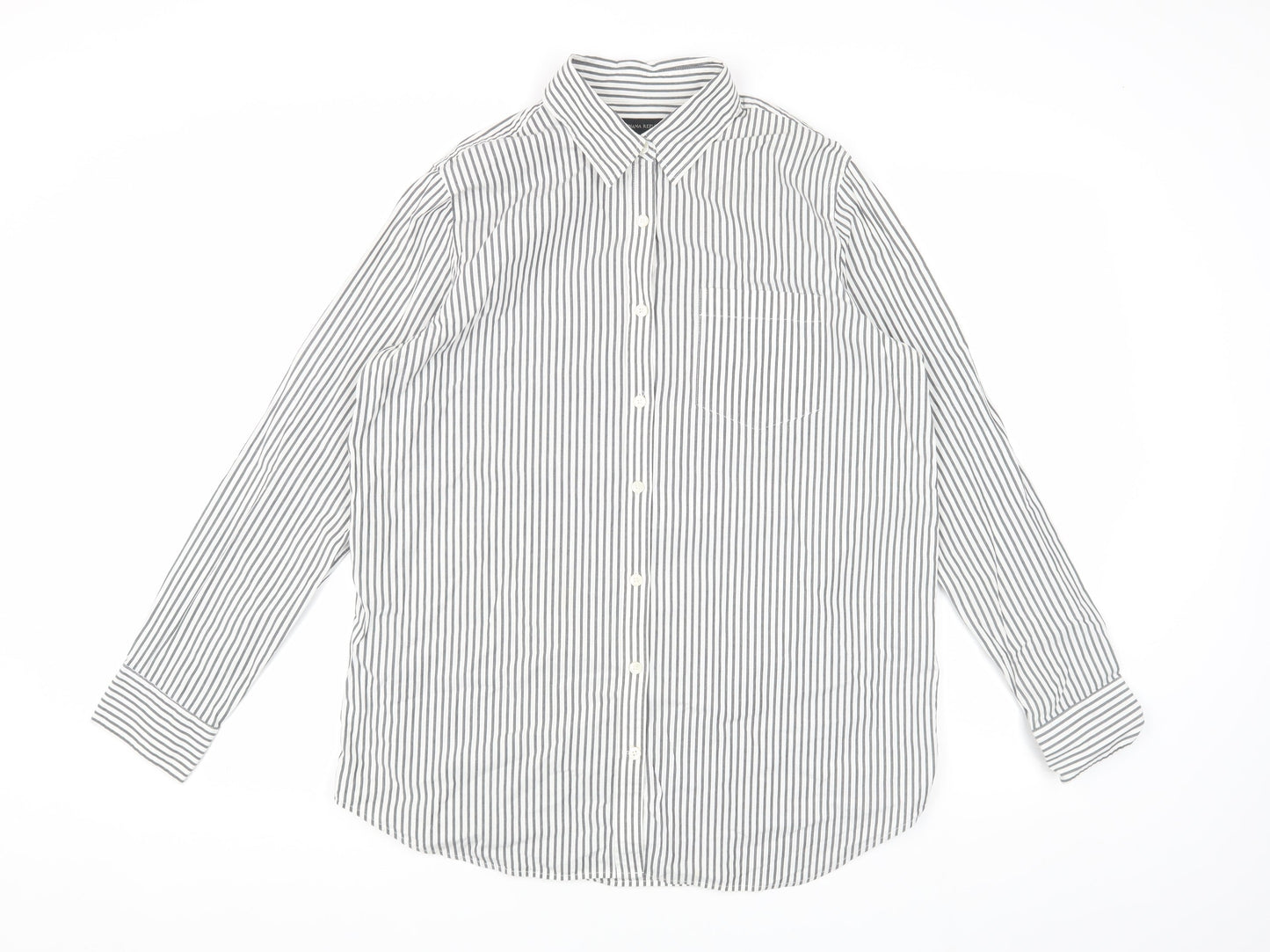 Banana Republic Men's Grey Striped Shirt M