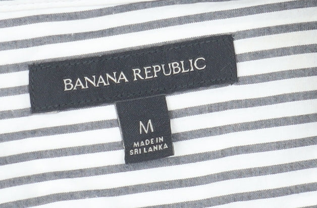 Banana Republic Men's Grey Striped Shirt M