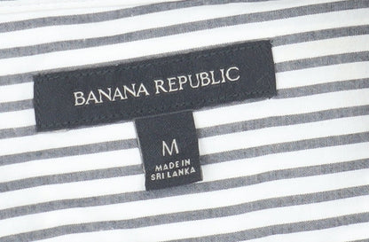 Banana Republic Men's Grey Striped Shirt M