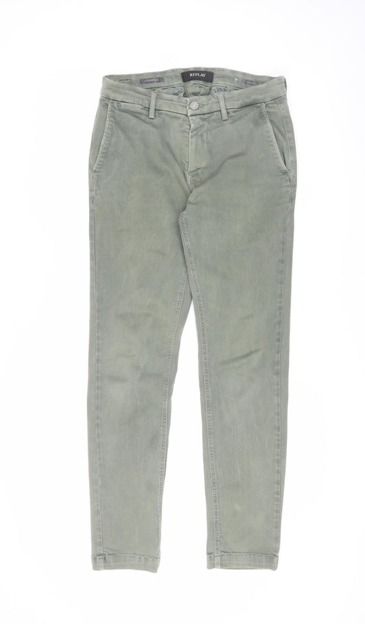 Mens UK Size 30 Replay Regular Fit Straight Green Jeans