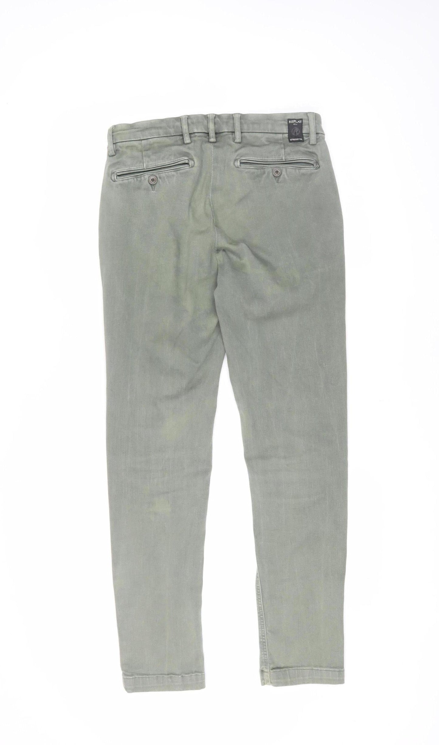 Mens UK Size 30 Replay Regular Fit Straight Green Jeans