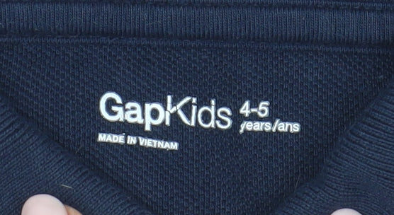 Gap Boys Blue Polo Shirt 4-5 Years Skull Logo Casual