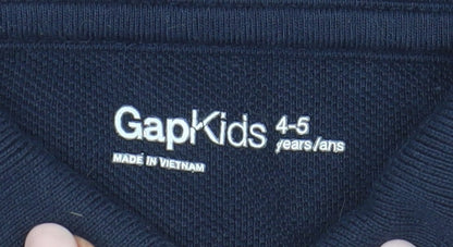 Gap Boys Blue Polo Shirt 4-5 Years Skull Logo Casual