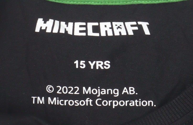 Next Boys Black Minecraft Long Sleeve T-Shirt, 15 Years