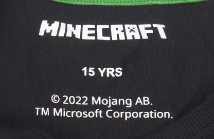 Next Boys Black Minecraft Long Sleeve T-Shirt, 15 Years