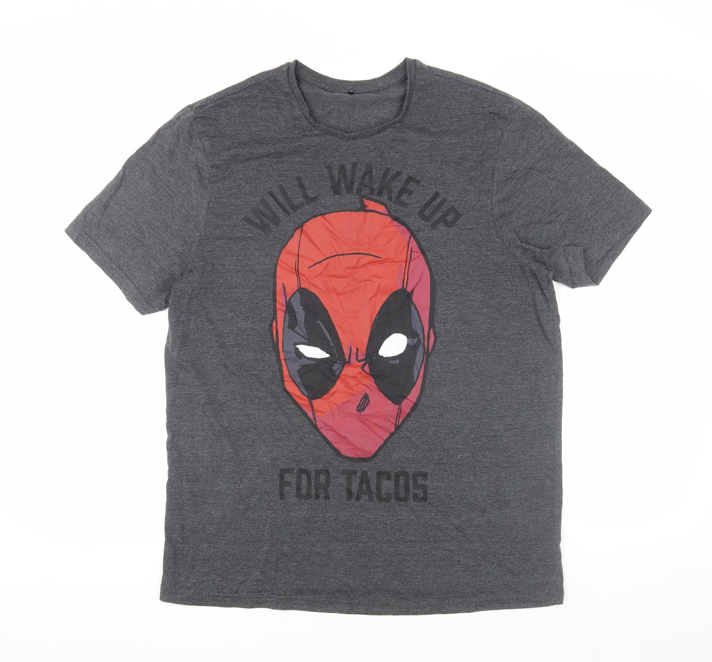 Marvel Men's Grey Deadpool Graphic T-Shirt Medium