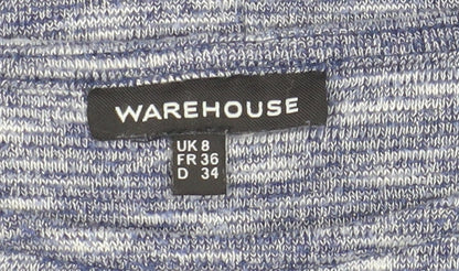 Womens UK Size 8 Warehouse Blue Basic T-Shirt
