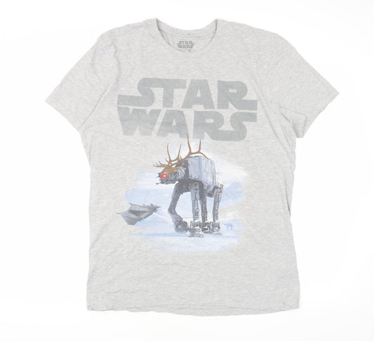 Star Wars Men's Grey T-Shirt L Christmas AT-AT