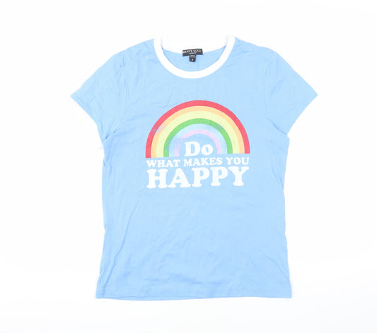 Womens UK Size S Brave Soul Blue Ringer T-Shirt