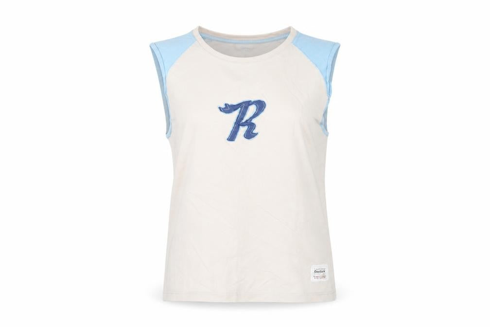 Front view of Reebok unisex beige sleeveless tank m casual