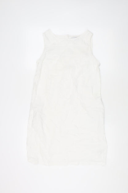 Next Women's White Linen Blend Sleeveless Dress Size 6