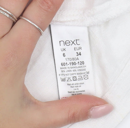 Next Women's White Linen Blend Sleeveless Dress Size 6