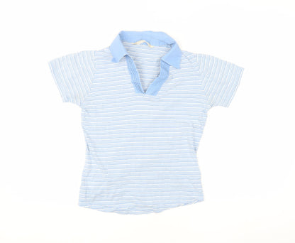 EWM Women's Blue Striped Polo Shirt S