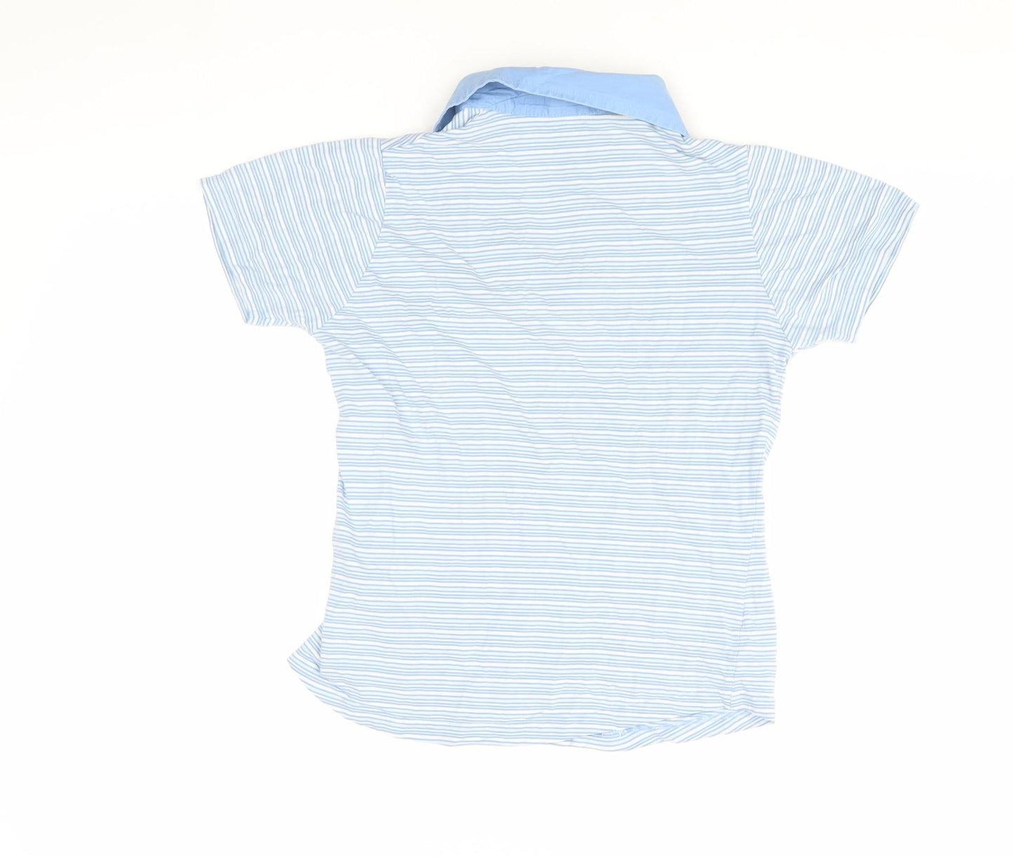 EWM Women's Blue Striped Polo Shirt S