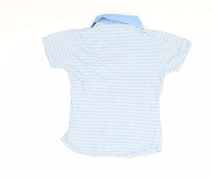 EWM Women's Blue Striped Polo Shirt S