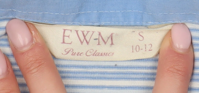 EWM Women's Blue Striped Polo Shirt S