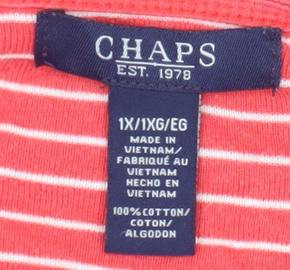 Chaps Women's Red Striped T-Shirt, XL, Casual Style