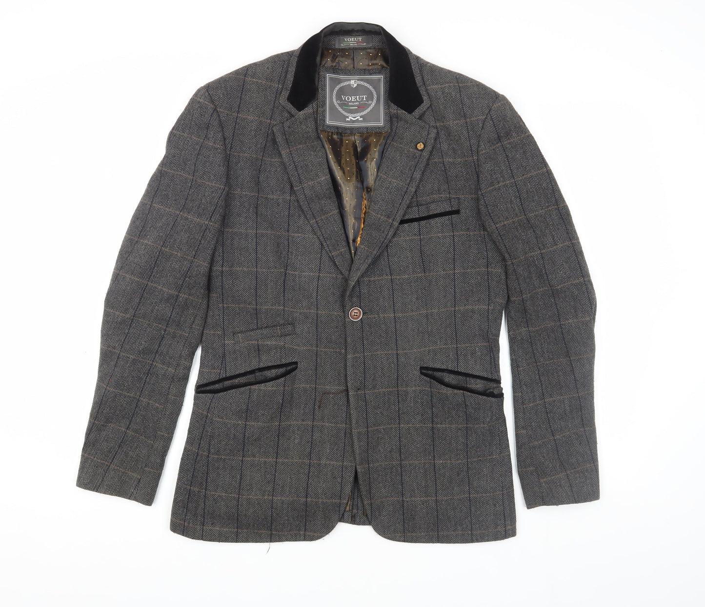 Voeut Grey Tweed Blazer, Unisex, Size 36, Classic Check