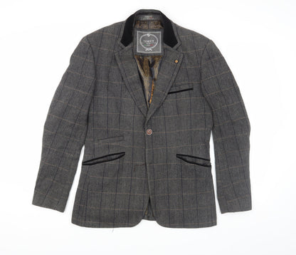 Voeut Grey Tweed Blazer, Unisex, Size 36, Classic Check