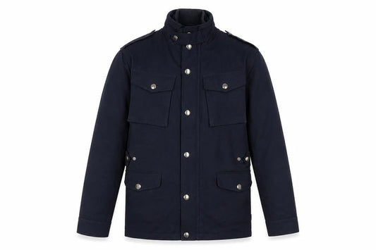 Front view of St. George by Duffer Men's Black Military Jacket S