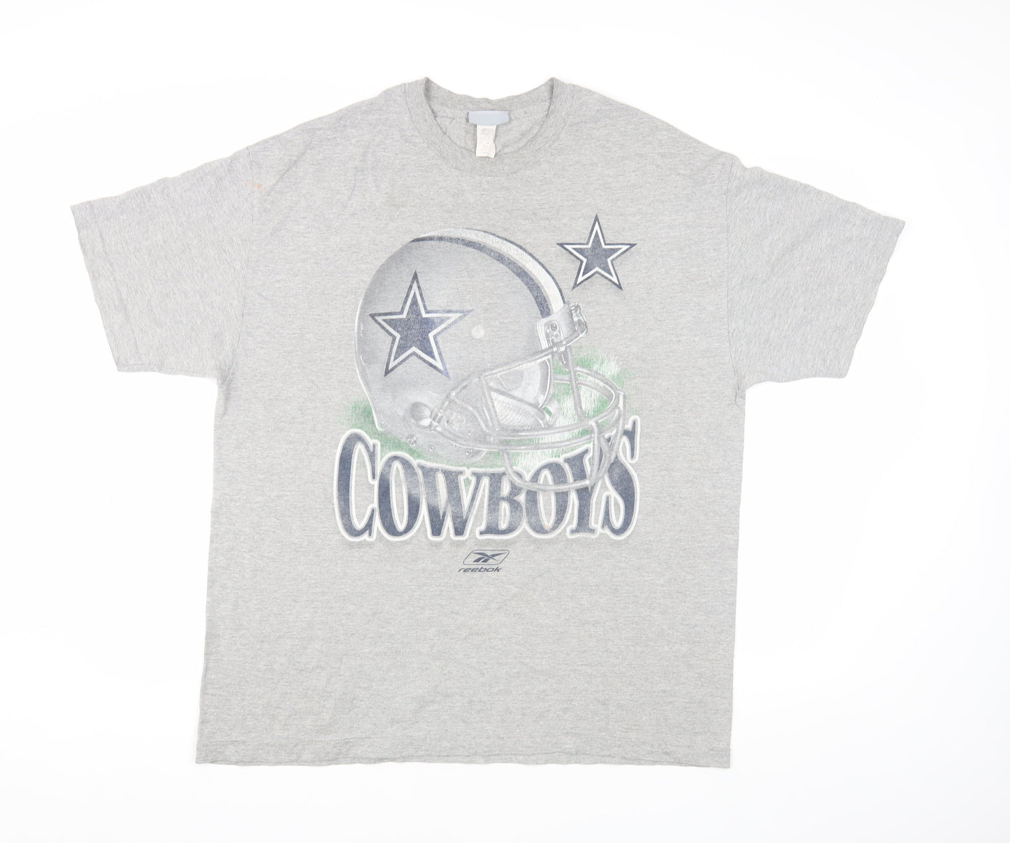 Reebok Men's Grey Cowboys T-Shirt, Large, Short Sleeve