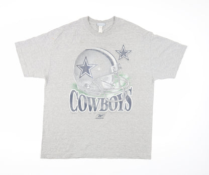 Reebok Men's Grey Cowboys T-Shirt, Large, Short Sleeve