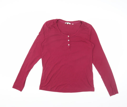 Fatface Women’s Red Long Sleeve Henley Jersey Top