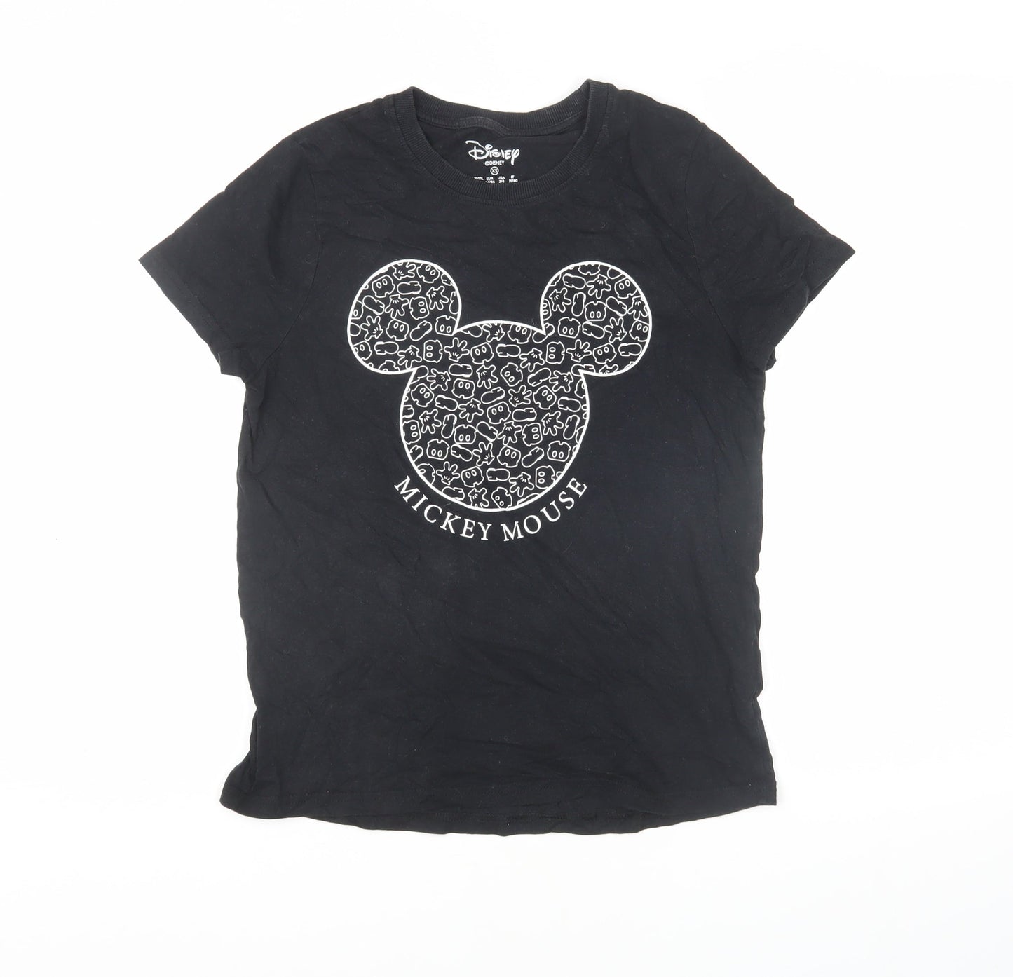 Womens UK Size XS Disney Black Basic T-Shirt