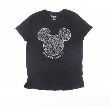 Womens UK Size XS Disney Black Basic T-Shirt